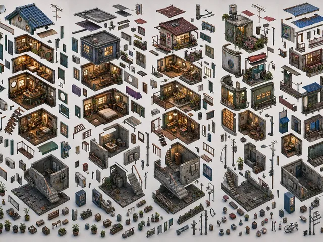 Isometric Exploded Urban Asset Sheet preview image 1