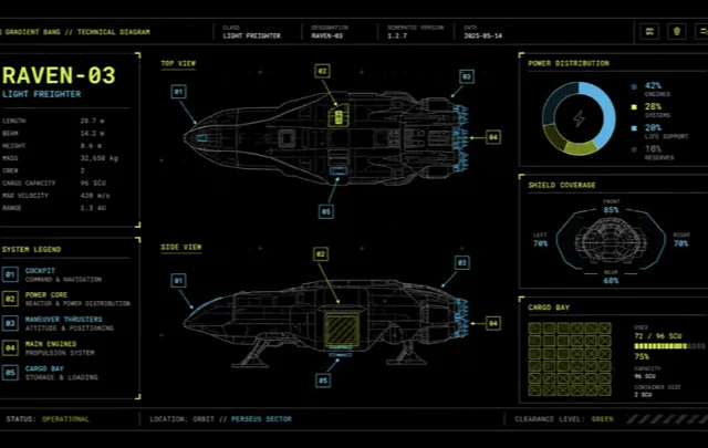 Sci-Fi Light Freighter Schematic HUD preview image 1