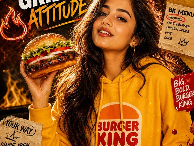 Dramatic Flame-Grilled Ad Poster preview image 1