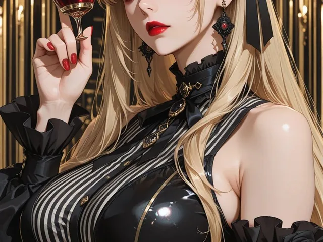 Gothic Blonde Wine Portrait preview image 1