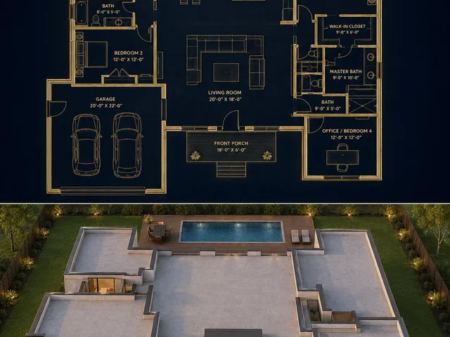 Split Blueprint and Modern House Render preview image 1