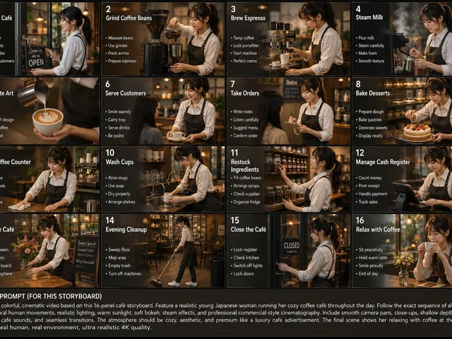Japanese Cafe Daily Routine Storyboard preview image 1
