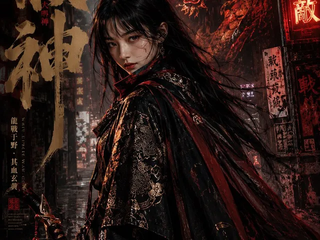 Cyberpunk Ming Dynasty Warrior Poster preview image 1