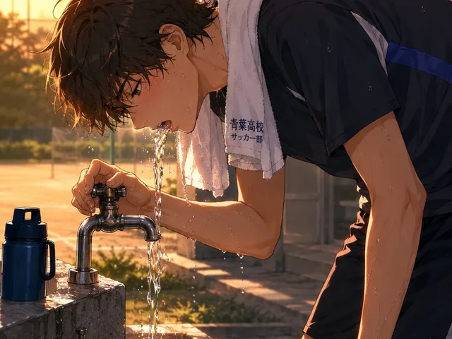 Anime Soccer Player at School Fountain preview image 1