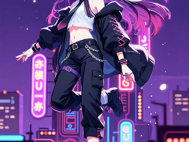 Neon Midnight Anime Streetwear Girl preview image 1