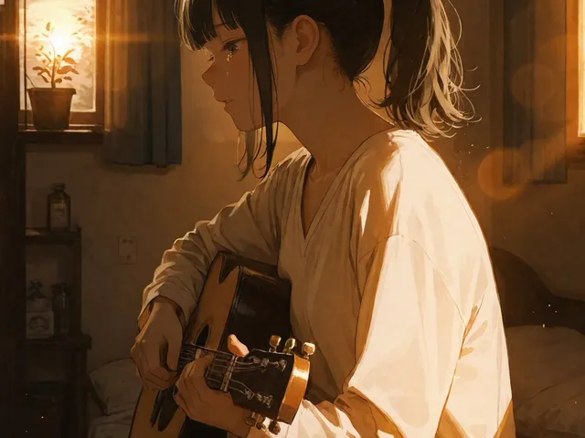 Golden Hour Guitar Bedroom Scene preview image 1