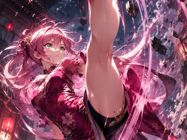 Moonlit Anime Martial Artist Kick preview image 1