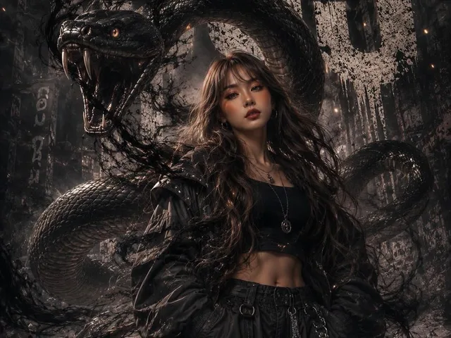 Monochrome Fashion Python Portrait preview image 1