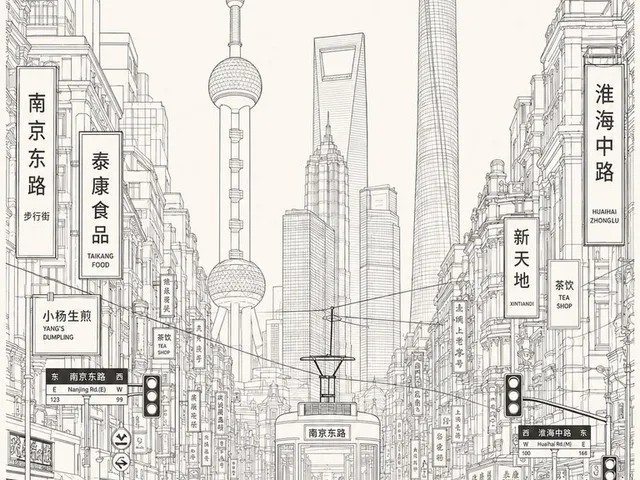 Shanghai Minimalist Line Art Poster preview image 1