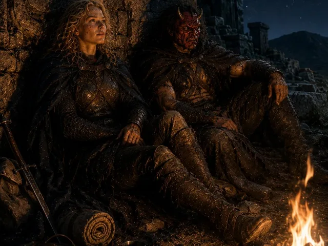 Barbarian Camp in Moonlit Ruins preview image 1