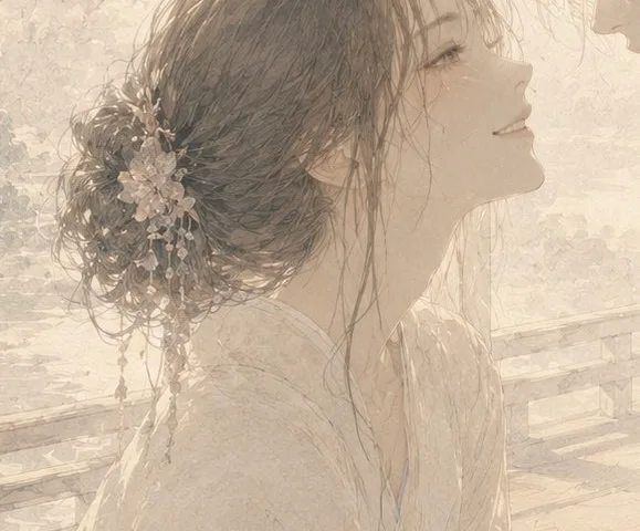 Soft Censored Bridal Kiss Illustration preview image 1