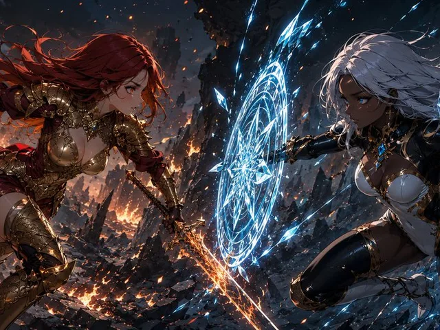 Fire Knight vs Ice Warrior Battle preview image 1