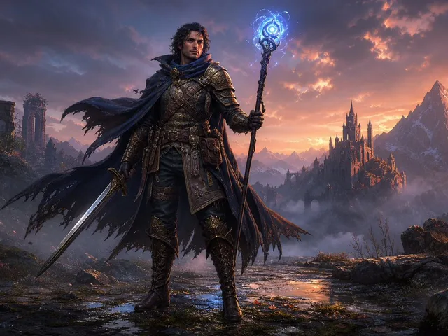 Dark Fantasy Spellblade at Sunset preview image 1