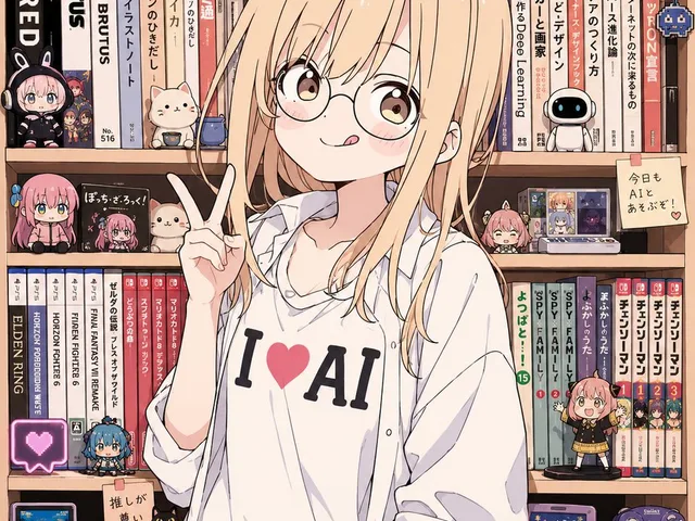 Anime AI Gamer Bookshelf Girl preview image 1
