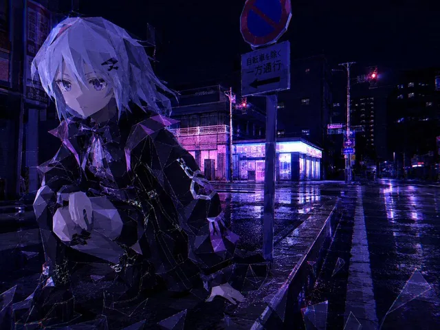Cyberpunk Low-Poly Rainy Street preview image 1