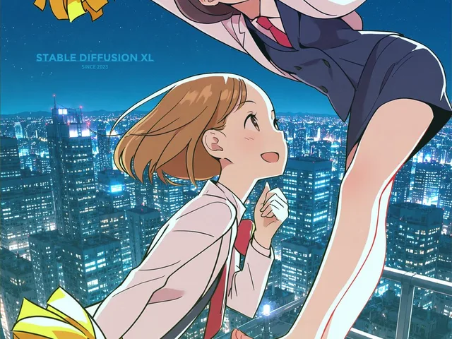Anime Rooftop Cheerleaders at Night preview image 1