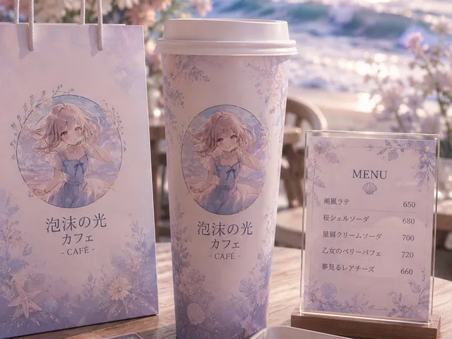 Pastel Seaside Anime Cafe Mockup preview image 1