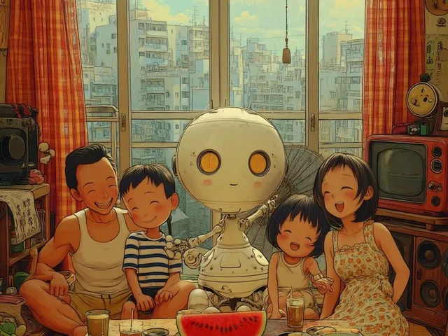 Retro Futuristic Family Fan Robot preview image 1