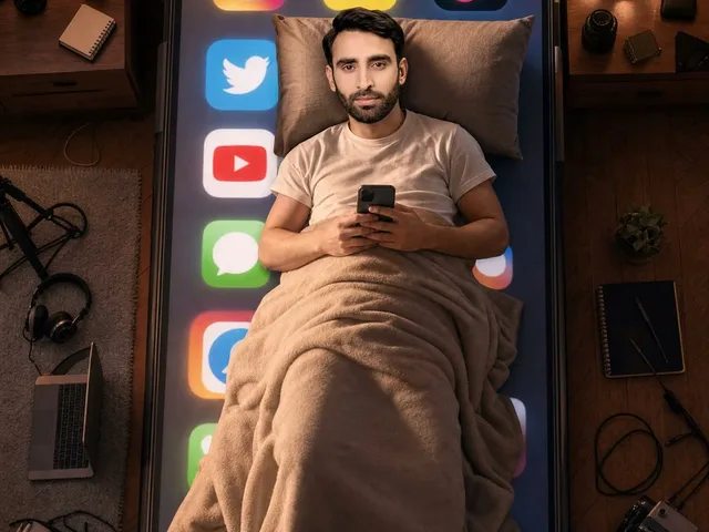 Man Sleeping on Giant Smartphone preview image 1