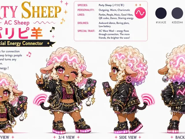 Party Sheep Character Design Sheet preview image 1