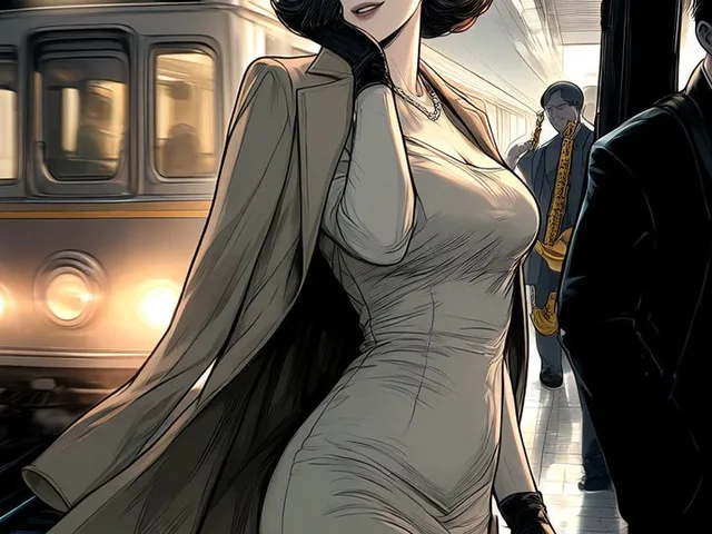 Elegant Woman on Night Train Platform preview image 1