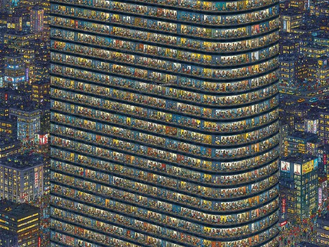 Crowded Night Office Tower preview image 1