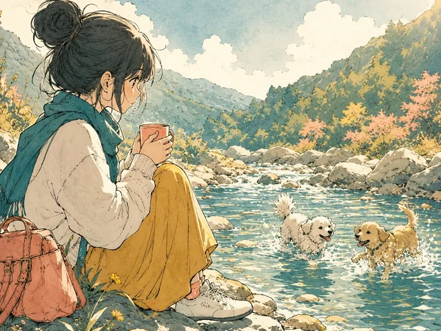 Anime Girl by River with Coffee preview image 1