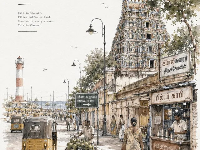 Chennai Watercolor Travel Poster preview image 1