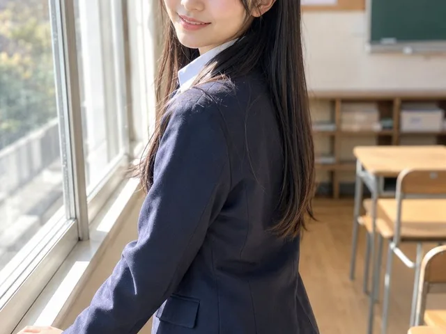 Anonymized Schoolgirl by Classroom Window preview image 1