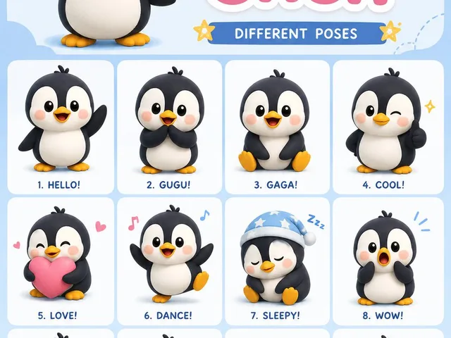 Chibi Penguin Expression Grid preview image 1