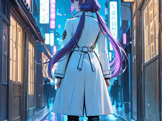 Rainy Neon Anime Alley Woman preview image 1
