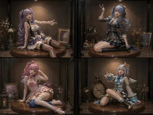 Four Anime Figures in Glass Display preview image 1