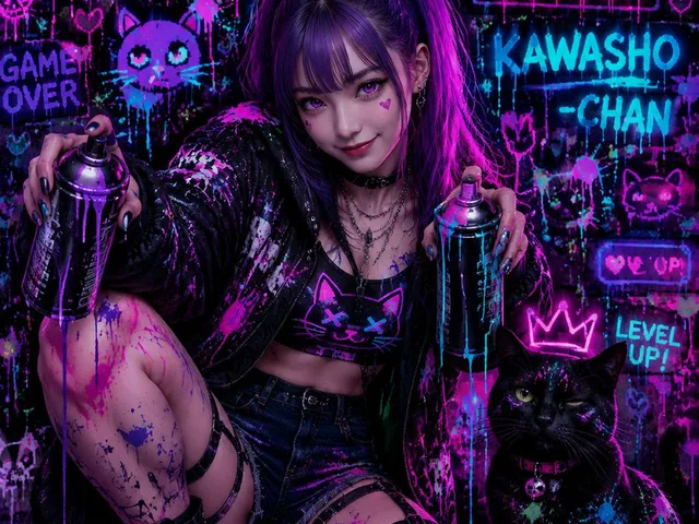 Neon Kawaii Punk Graffiti Portrait preview image 1