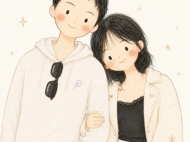 Minimalist Anime Couple Watercolor Illustration preview image 1