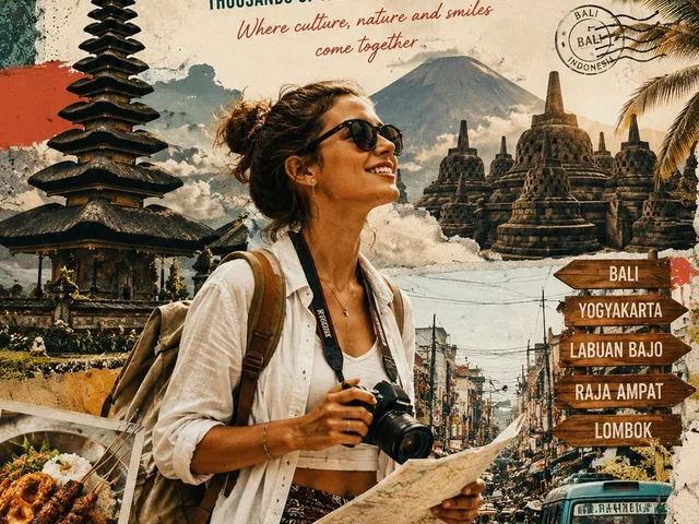 Vintage Indonesia Travel Collage Poster preview image 1