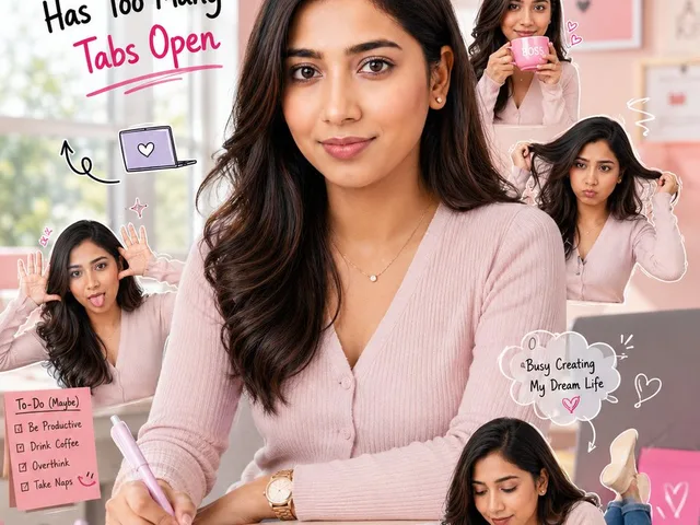 Creative Pink Office Portrait with Chibi Characters preview image 1