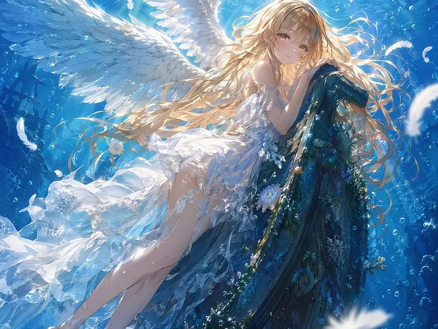 Underwater Angel Fantasy Illustration preview image 1