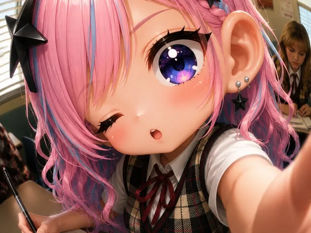 Fisheye Anime Schoolgirl Selfie preview image 1