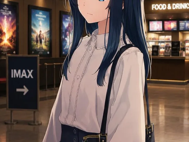 Anime Girl in Cinema Lobby preview image 1