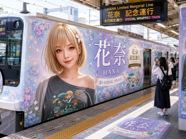 HANA Anime Wrapped Train at Station preview image 1