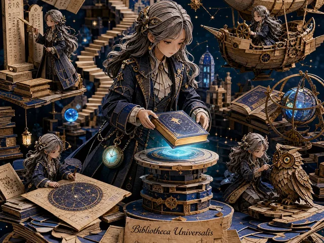 3D Papercraft Cosmic Library Diorama preview image 1