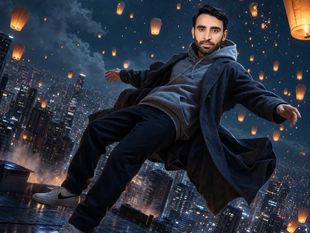 Floating Man Above Lantern City preview image 1
