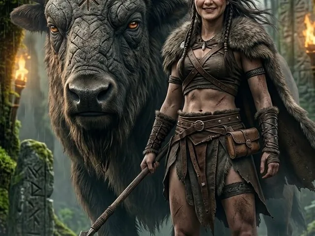 Fantasy Huntress and Ancient Beast preview image 1