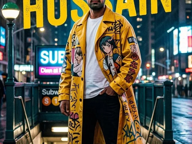 Neon Rain Streetwear Portrait preview image 1