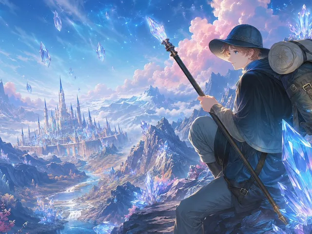 Traveler Over Crystal Mountain Valley preview image 1