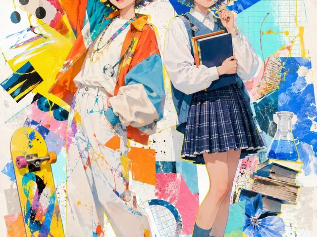 Colorful Anime Twin Poster preview image 1