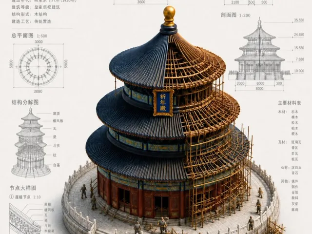 Chinese Temple Construction Blueprint preview image 1