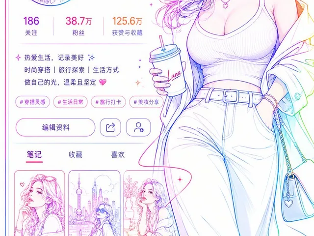Social Media Profile Neon Line Art preview image 1