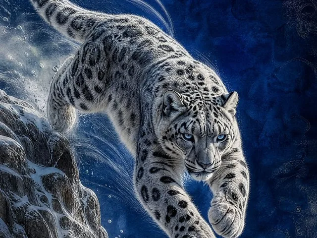 Moonlit Snow Leopard Leap preview image 1