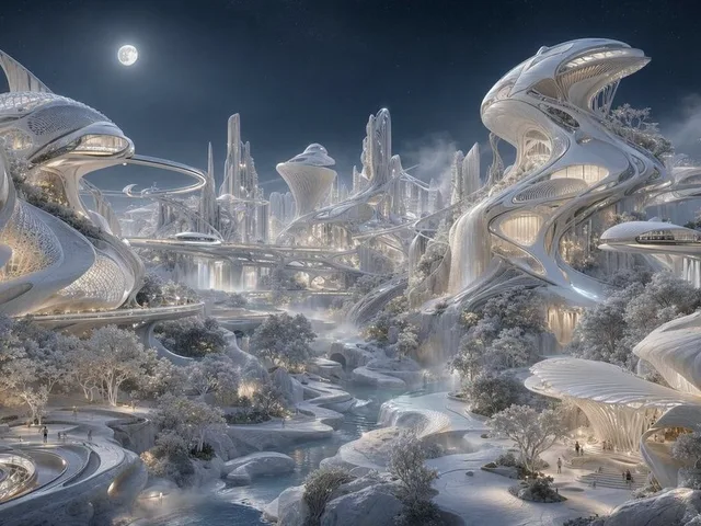 Moonlit Biomorphic Future City preview image 1